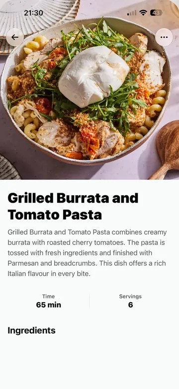 A recipe open on iPhone
